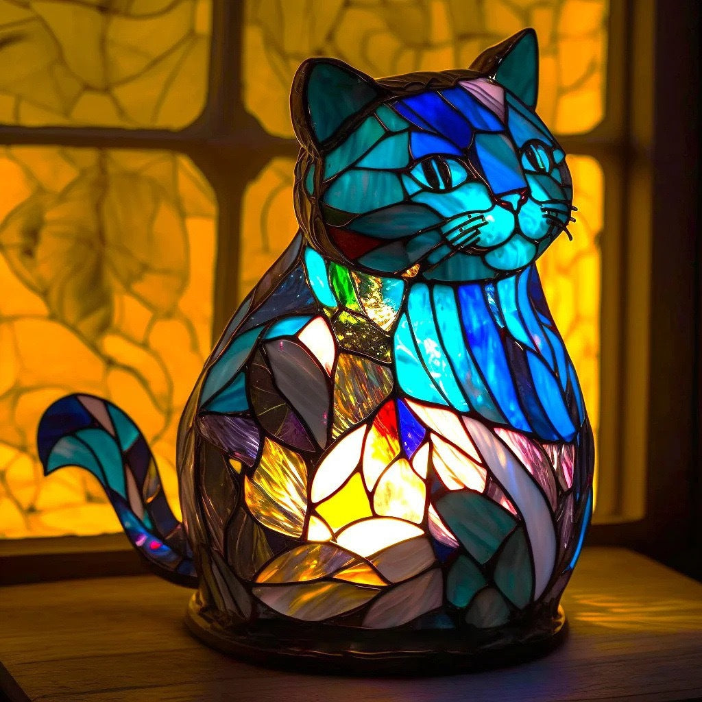 Nala | Magiczna lampa kotów z kolorowego szkła
