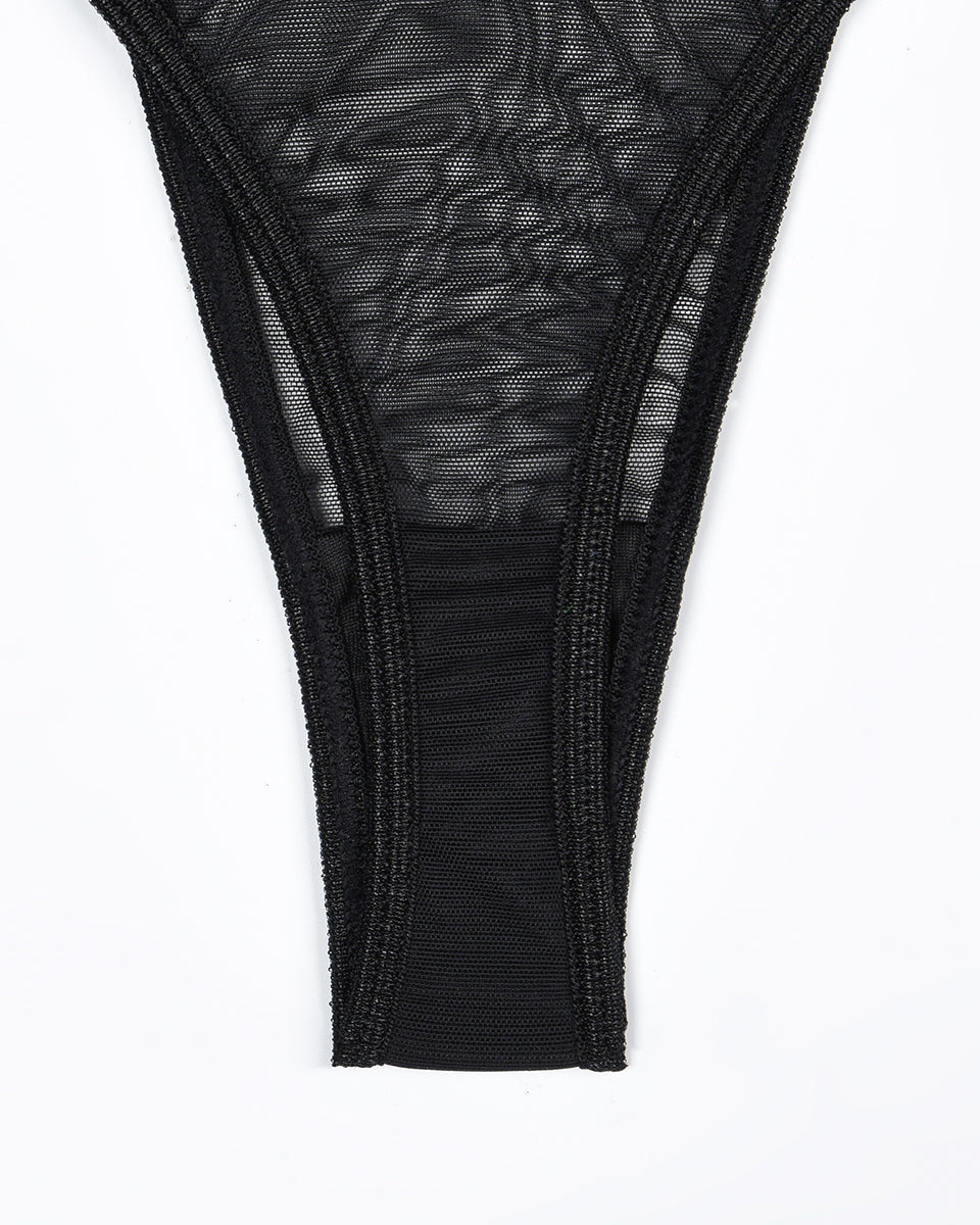 Eline™ | Átlátszó Háló Fehérnemű Szett 4 Darabos Melltartóval és Masnival